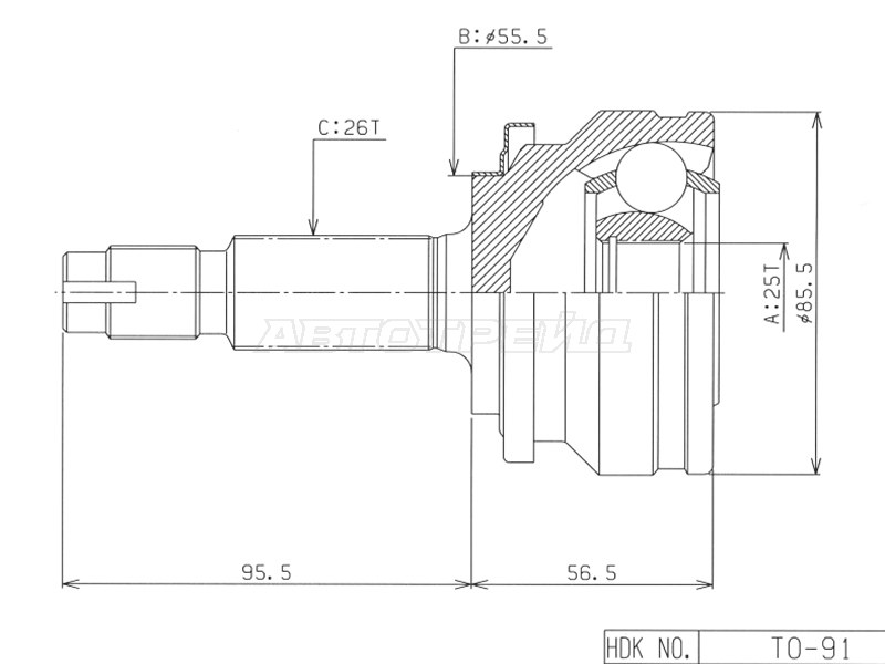 Шрус наружный TOYOTA PRIUS ZVW30 09-15/CH-R 16 HDK TO91