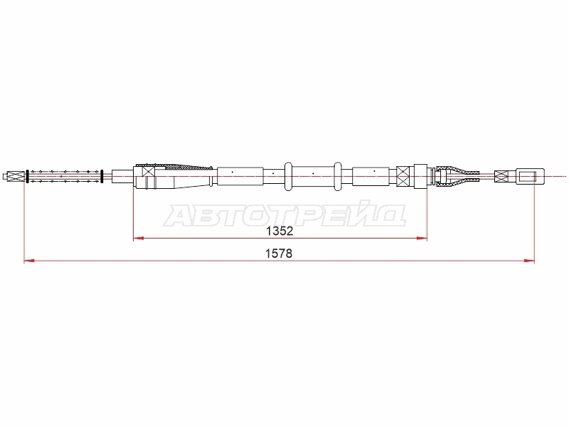 Трос ручного тормоза Audi 80 91-95 (Справа=Слева)