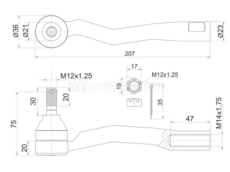 Рулевой наконечник Toyota Avensis (T220) 97-03 / Carina E 92-98 (Справа)