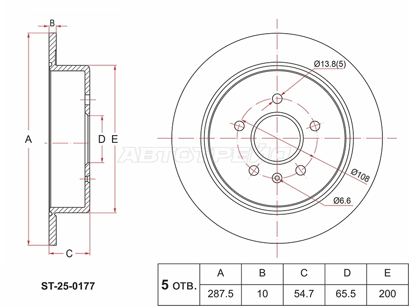 Диск тормозной (Сзади) Kaiyi E5 21- / OMODA S5 23-26
