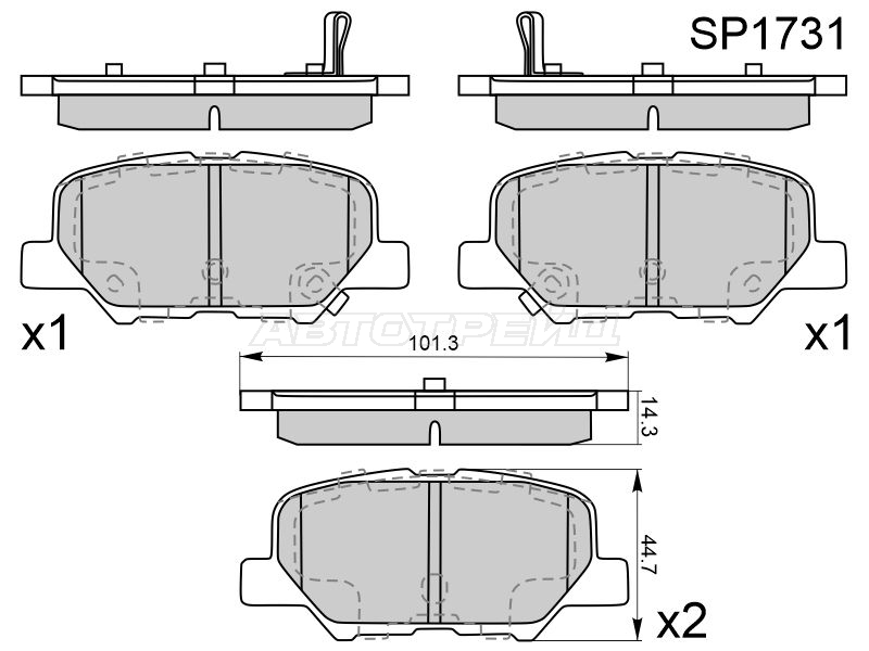 Колодки тормозные зад MITSUBISHI OUTLANDER III 12-/CHANGAN CS35 Plus HI-Q-SANGSIN BRAKE SP1731