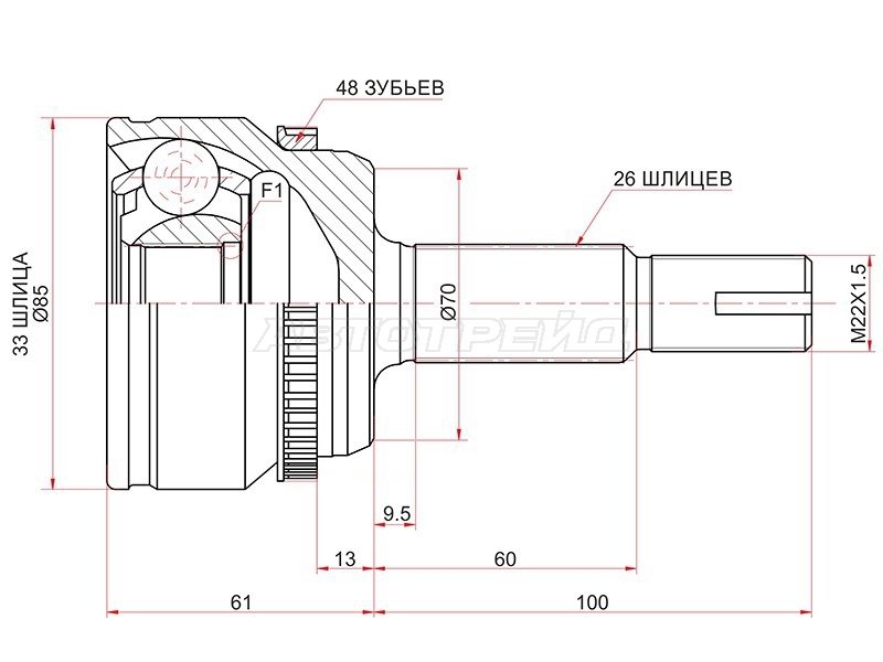 Шрус (Спереди/ Наруж) Toyota Camry (XV50) 11-21 / Camry UAE/USA 11-17