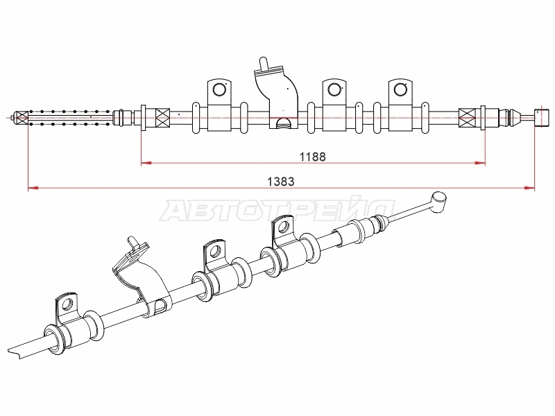 Трос ручного тормоза Chevrolet Aveo 02-15 / Kalos 03-08 (Слева)