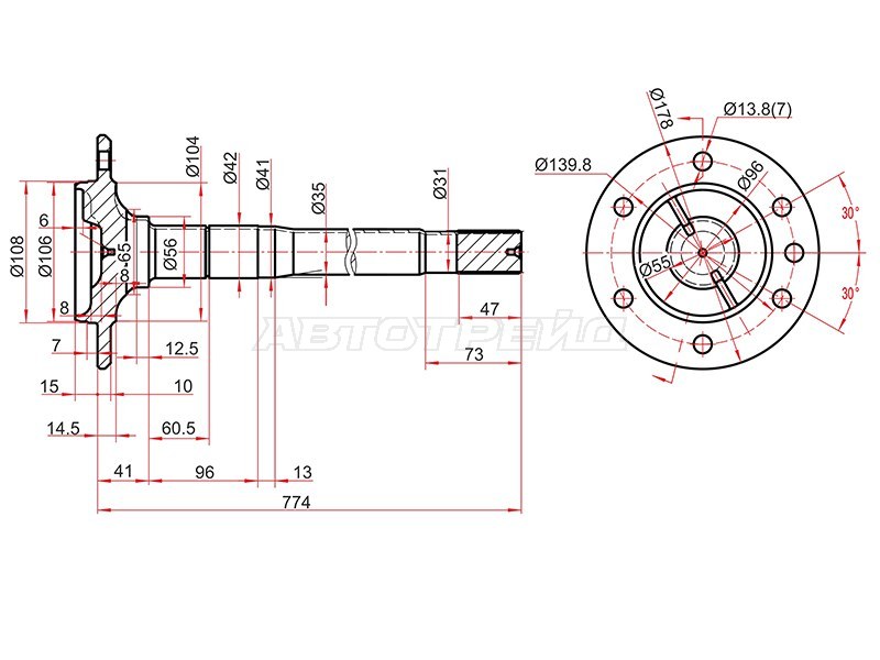 Полуось Toyota Hilux Pick Up 04-15 / Fortuner 04-15