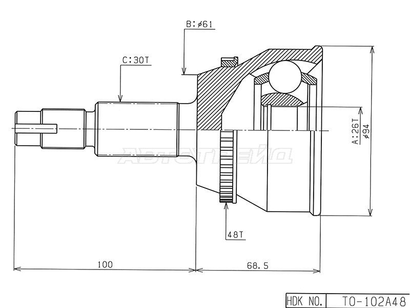 ШРУС наружн [ABS] 48z HDK TO102A48