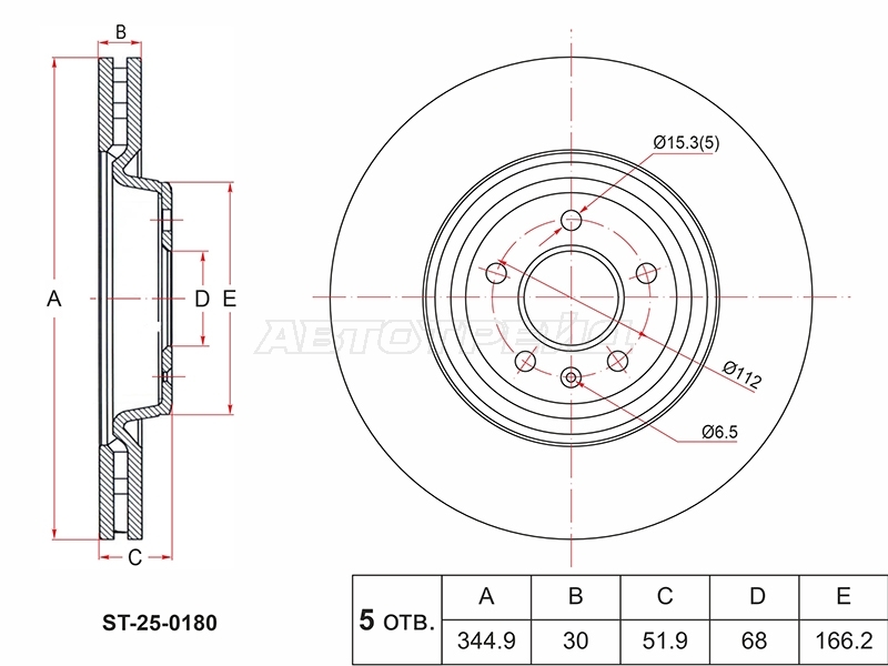 Диск тормозной (Спереди) Audi A4 08-15 / A5 07-16