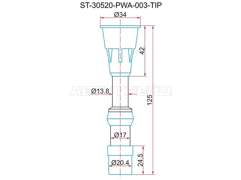 Наконечник катушки зажигания Honda Civic 05-12 / Fit 01-04 L12A1;L13A1;L13A7;L13Z1;LDA1;LDA2