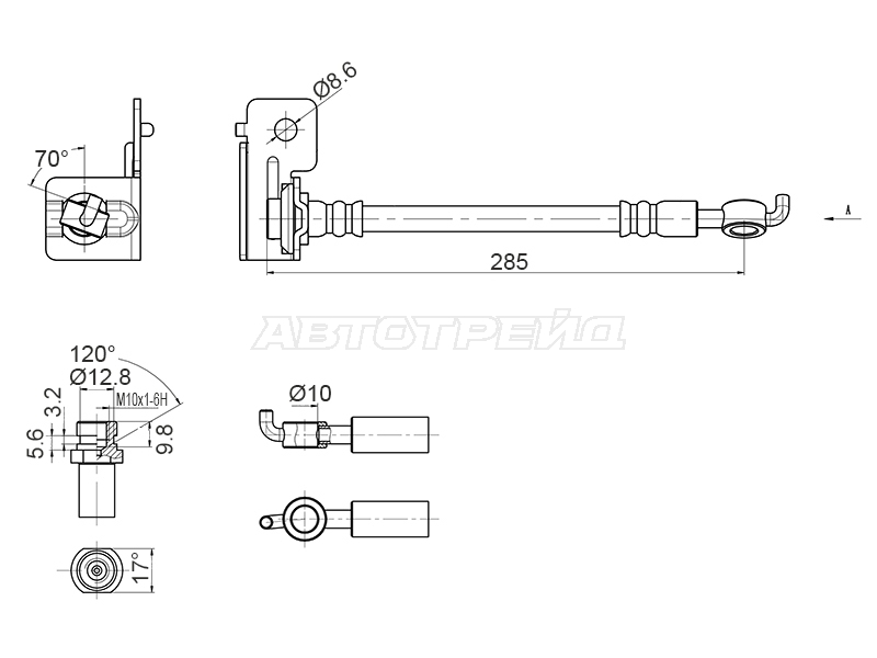 Шланг тормозной (Сзади/ Справа) Kia Ceed 12-16 / Hyundai i30 11-15