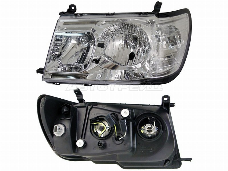 Фара Toyota Land Cruiser (J100) 98-02 (Слева/ Галоген/ Ручная регулировка/ Цельная)