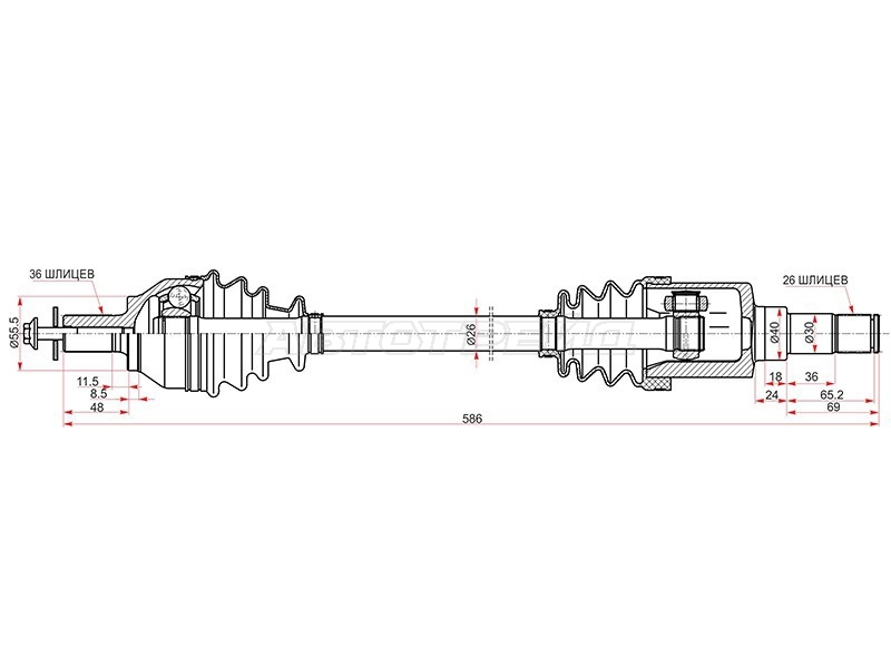 Привод в сборе Ford Focus 04-11 (Спереди/ Слева)