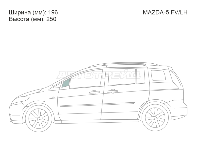 Стекло форточки (Спереди/ Слева/ Цвет зеленый) Mazda 5 04-11 / Premacy 05-10
