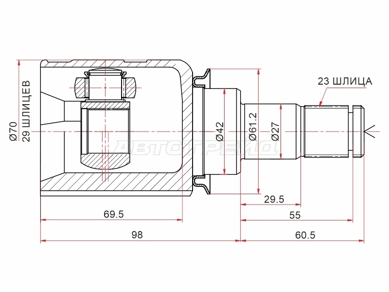 Шрус (Сзади/ Внутр) Lexus RX 15-22 / Toyota Highlander 13-20