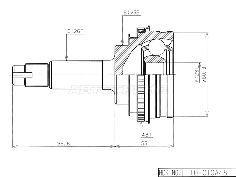 ШРУС наружн [ABS] 48z HDK TO010A48