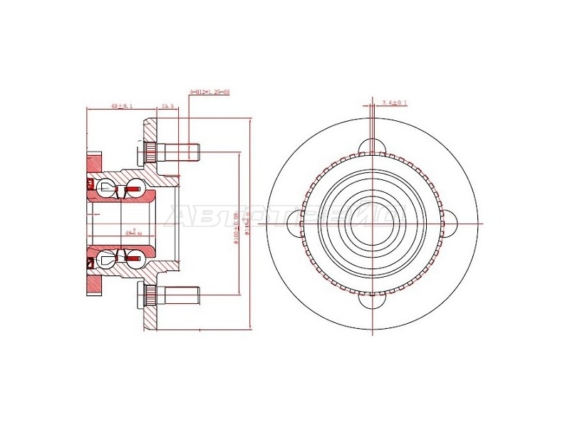 Ступичный узел Nissan Wingroad 99-01 / AD 90-08 (ABS/ Справа=Слева/ Сзади/ 4*100)