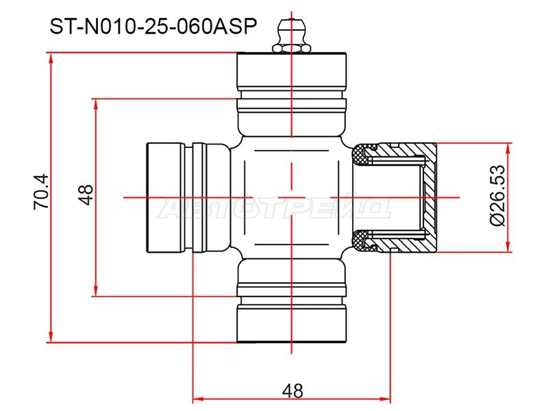 Крестовина MAZDA BONGO 95-05/B2000/2500 89-06/MPV 90-99/FORD RANGER 06-12 SAT STN01025060ASP