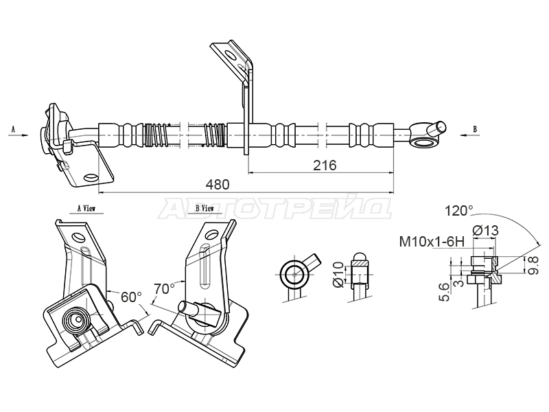 Шланг тормозной (Спереди/ Справа) Kia Ceed 18-21 / Hyundai i30 16-18