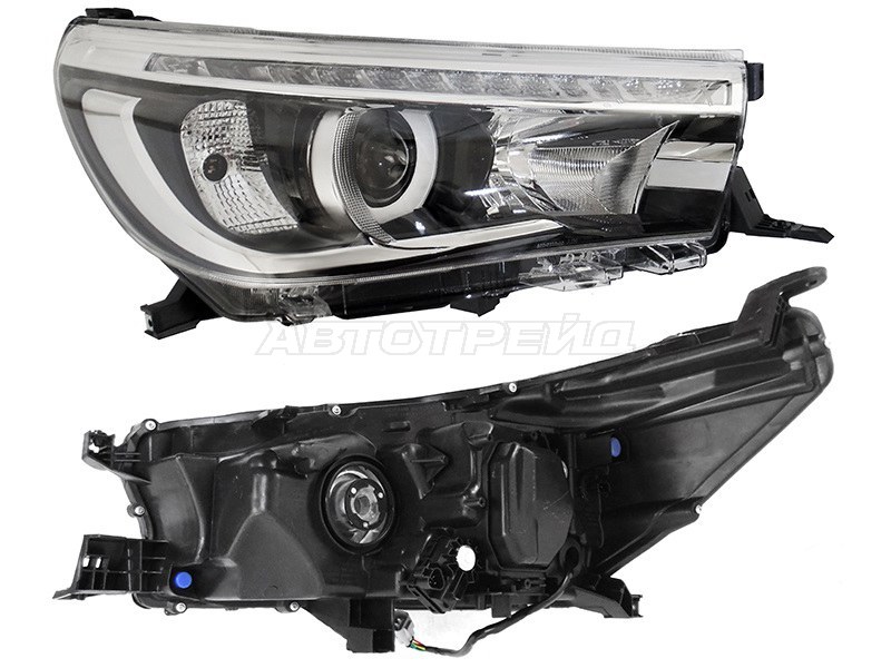 Фара Toyota Hilux Pick Up 15-20 (Справа/ LED/Галоген/ ДХО/ С электрокорректором)