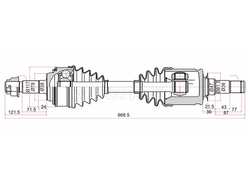 Привод в сборе Toyota Land Cruiser (J200) 07-21 / Lexus LX 07-23 (Спереди)