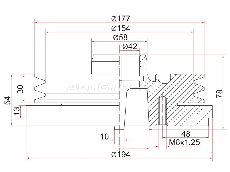 Шкив коленвала Toyota Land Cruiser (J100,J80) 89-07 / Coaster 93-16
