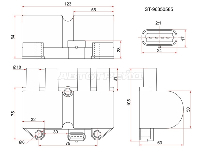 Катушка зажигания Chevrolet Lanos 05-09 / Daewoo Lanos 97-08 Z16SE