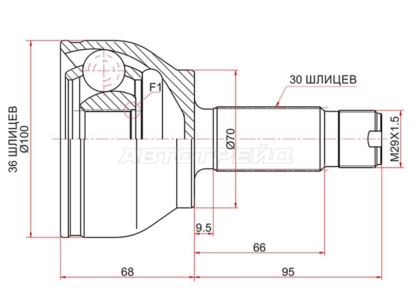 Шрус (Спереди/ Наруж) Mercedes-Benz Viano 03-14 / Vito 03-14
