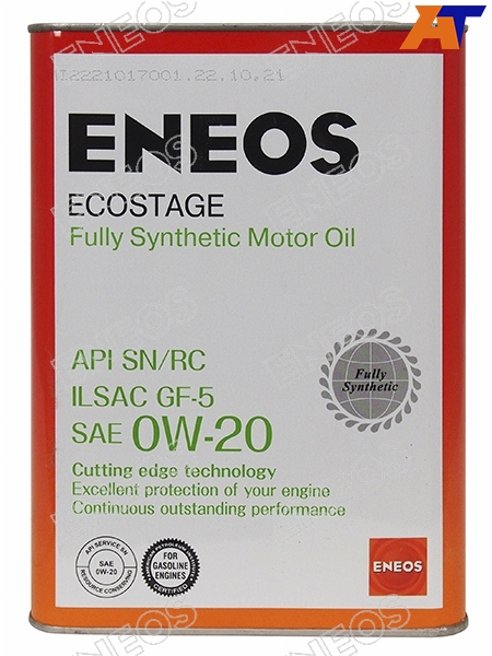 0W20 Ecostage 100 Synt SN 4л (синт мотор масло) ENEOS 8801252022022