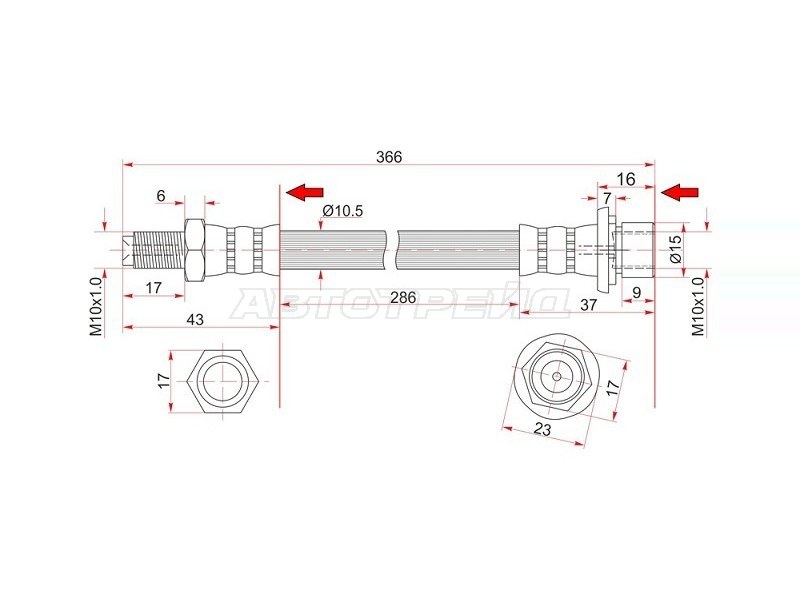 Шланг тормозной (Сзади) Toyota Land Cruiser (J100) 98-07