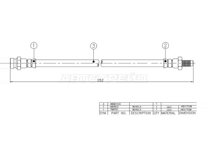 Шланг тормозной (Сзади) Mitsubishi 3000GT 94-98 / Aspire 98-02