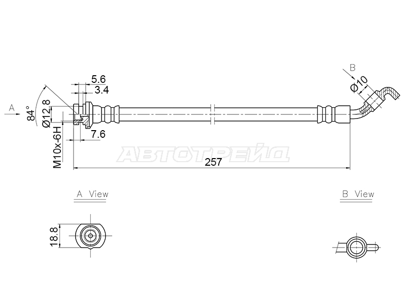 Шланг тормозной (Сзади/ Справа=Слева) Nissan Teana 14-20 / Altima 12-18, артикул ST-32-0288