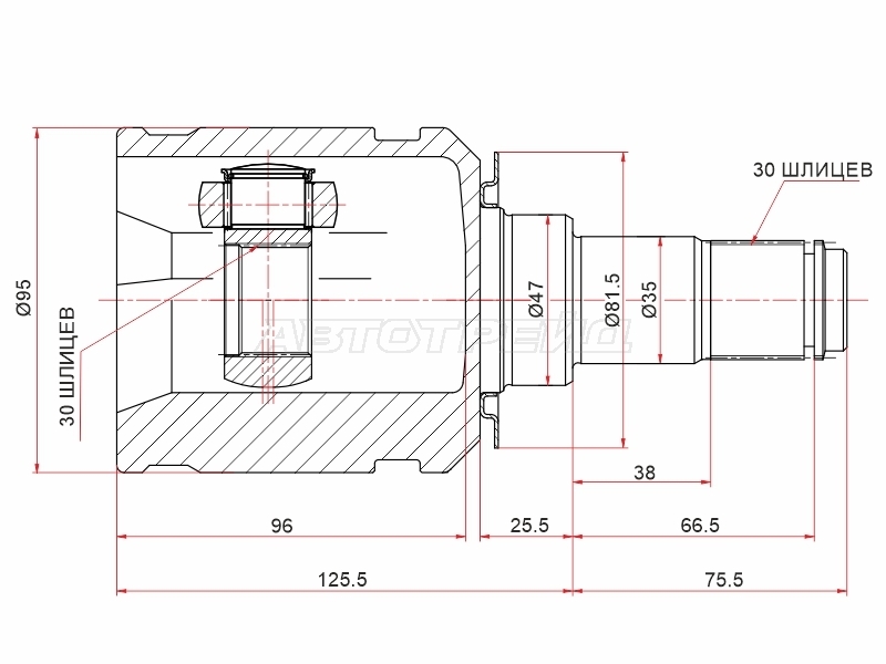 Шрус (Спереди/ Внутр) Toyota Land Cruiser (J300) 21- / Land Cruiser Prado 02-20