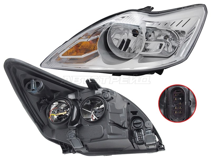 Фара Ford Focus 07-11 (Слева/ Галоген/ Ручная регулировка)