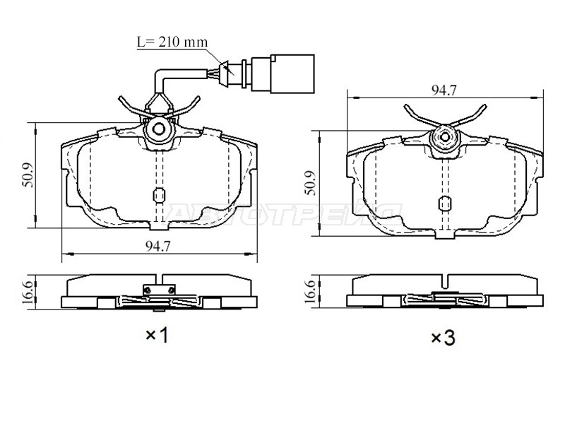 Колодки тормозные (Сзади) Volkswagen Transporter 90-03