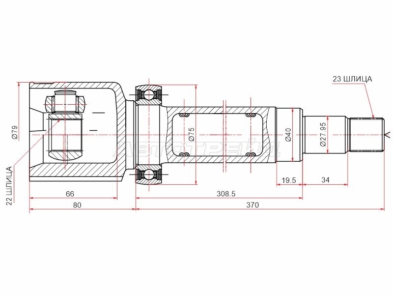 Шрус (Спереди/ Справа/ Внутр) Ford Focus 04-15 / Mondeo 07-10