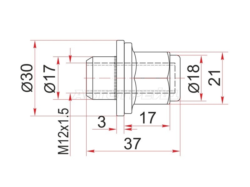 Гайка колесная Lexus RX 03-15 / Mitsubishi ASX 10-20 (21,00/ Закрытая)