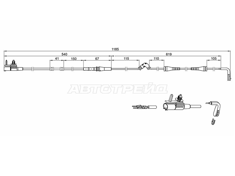 Датчик износа тормозных колодок Land Rover Discovery Sport 14-19 / Range Rover Evoque 11-18 (Спереди