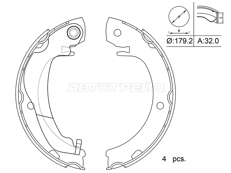 Колодки тормозные барабанные (Стояночный тормоз) Toyota Corolla Verso 04-09