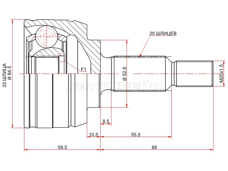 Шрус (Спереди/ Наруж) Renault Duster 10-21 / Dacia Duster 10-17