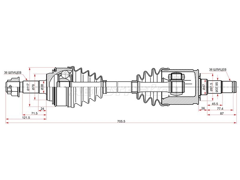 Привод в сборе Toyota Sequoia 07-22 / Tundra 06-22 (Спереди)