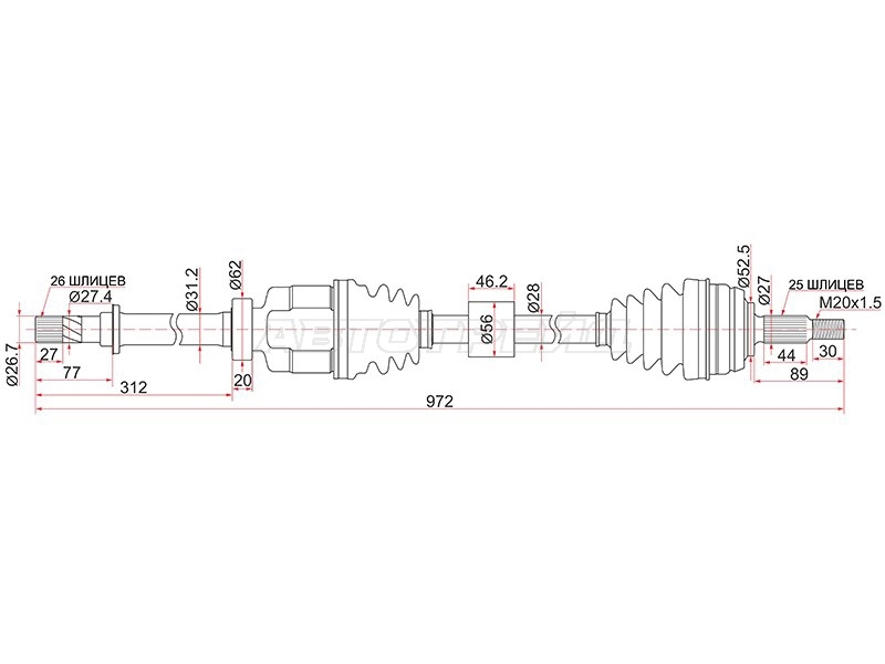 Привод в сборе Renault Duster 10-21 / Sandero 09-14 (Спереди/ Справа)