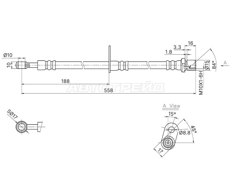 Шланг тормозной (Спереди/ Справа) Subaru Forester 02-08