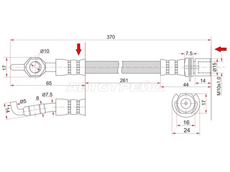 Шланг тормозной (Спереди) Toyota Aristo 97-04 / Crown Majesta 99-04