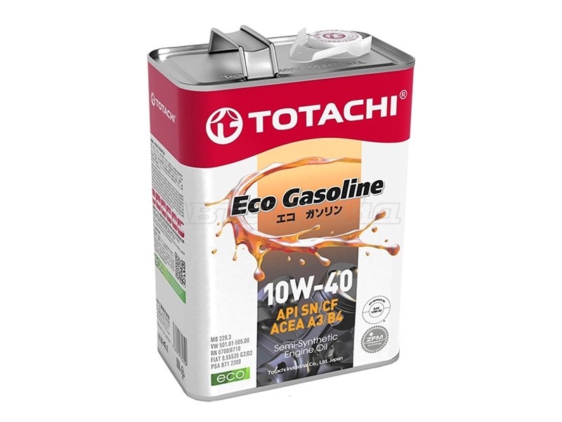 Масло моторное полусинтетическое TOTACHI Eco Gasoline 10W-40 SN/CF A3/B4 4л TOTACHI 10904