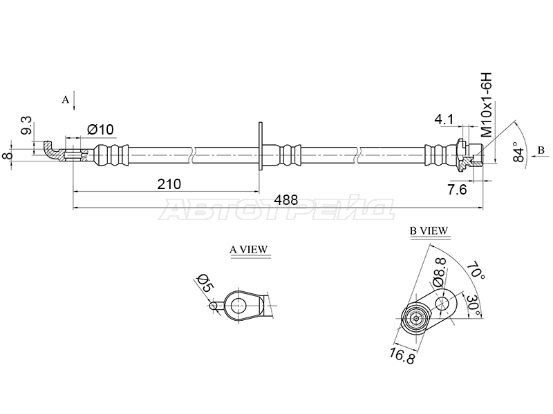 Шланг тормозной (Спереди/ Слева) Lexus RX 08-15 / Toyota Highlander 07-13