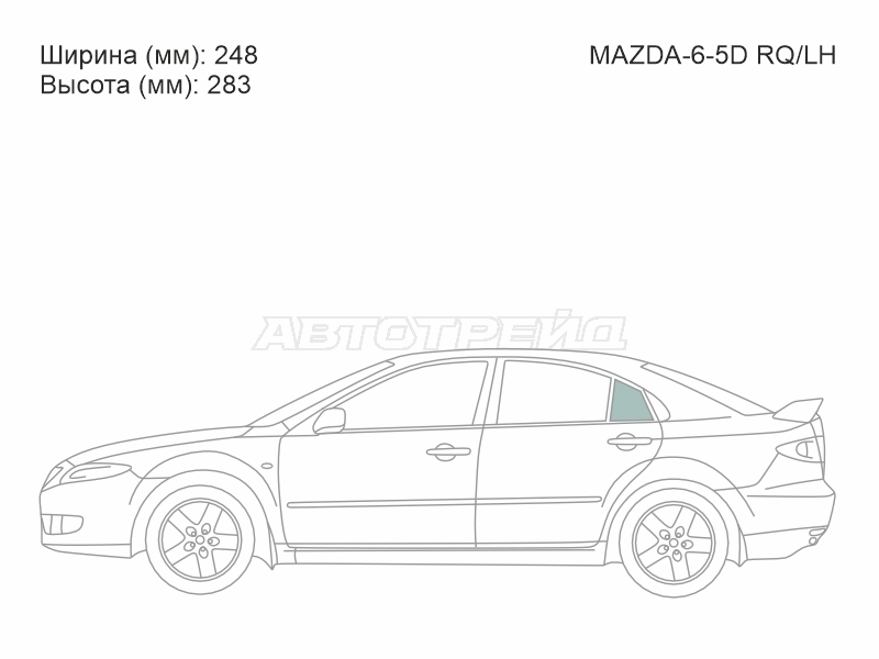 Стекло форточки (Сзади/ Слева/ Цвет зеленый) Mazda 6 02-08 / Atenza 02-07
