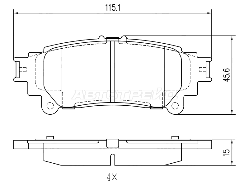 Колодки тормозные (Сзади) Toyota Hilux Pick Up 15-20 / Fortuner 15-
