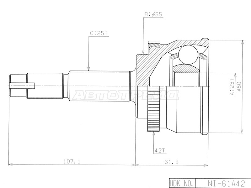 ШРУС наружн [ABS] 42z HDK NI061A42