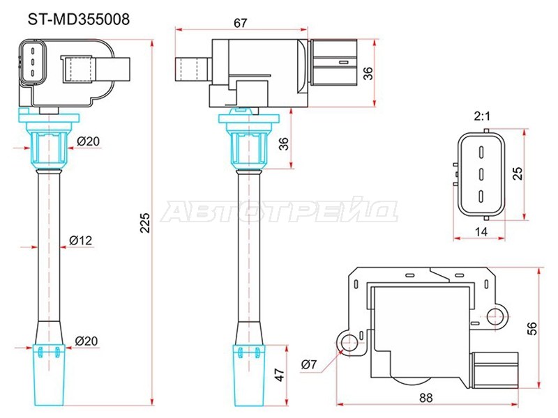 Катушка зажигания Mitsubishi Chariot 83-91 / Chariot Grandis 97-03 4G64
