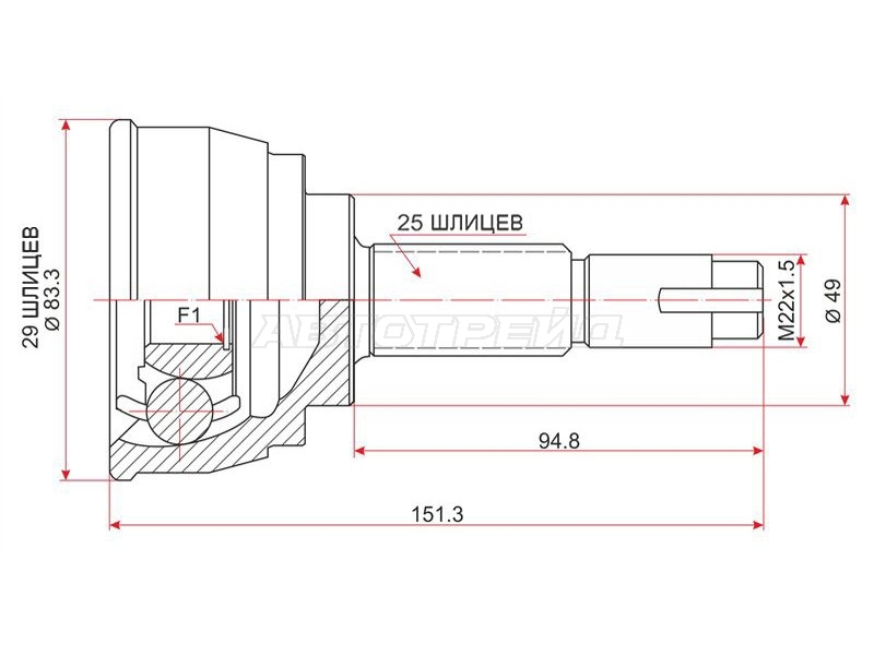 Шрус (Спереди/ Наруж) Nissan March 02-10 / Note 12-20