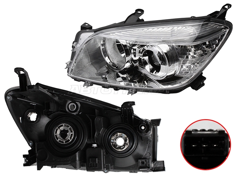 Фара Toyota RAV4 (XA30) 05-08 (Слева/ Галоген/ С электрокорректором)