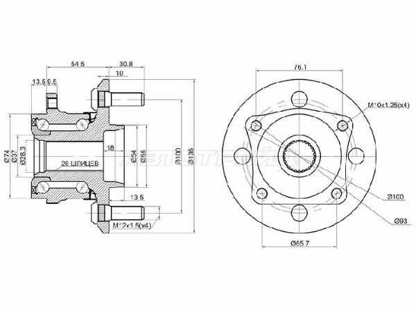 Ступичный узел RR TOYOTA NZE12 4WD KOYO DACF2146B